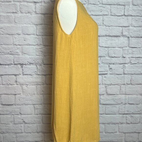 Crescent Mustard Yellow Linen Blend Sleeveless Dress Size M - Picture 6 of 7